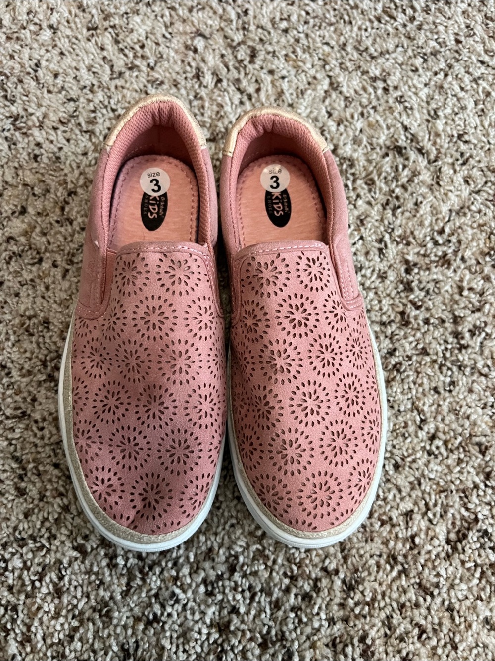 Dr. Scholl's Kids Pink Slip-On Sneakers with Floral Cutouts
